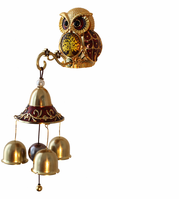 비욘드아트 부엉이 문종 현관문 풍경종 집들이 선물용, 브라운