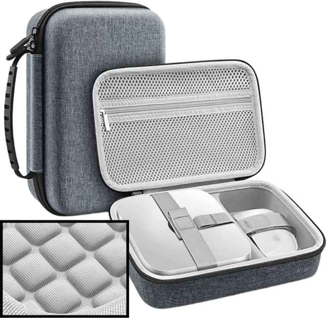 애플 맥미니 보관 케이스 M4 프로 컴퓨터 휴대용 가방 하드쉘 충격 방지 파우치, 1개, 그레이