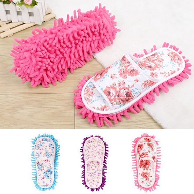 탈부착식 극세사 청소실내화 거실 바닥 마루 청소용 걸래 슬리퍼, 핑크, 1개
