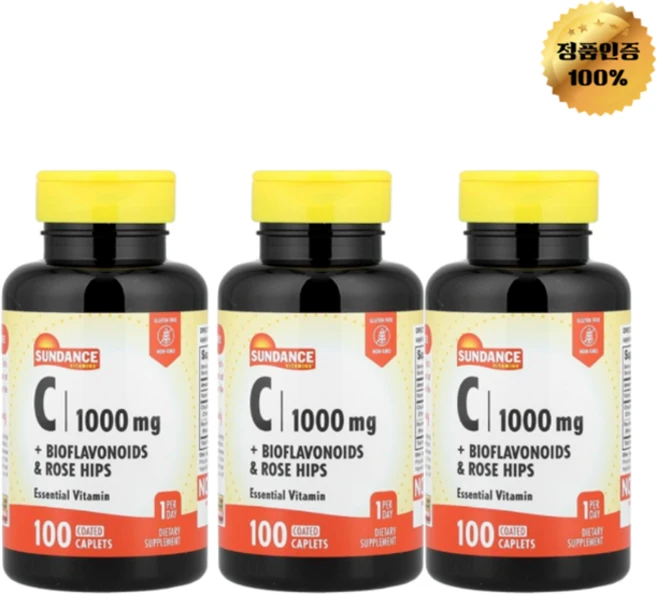 2+1 선댄스비타민 비타민C + 바이오플라보노이드 로즈힙 1 000mg 100정, 3개 - 쿠팡