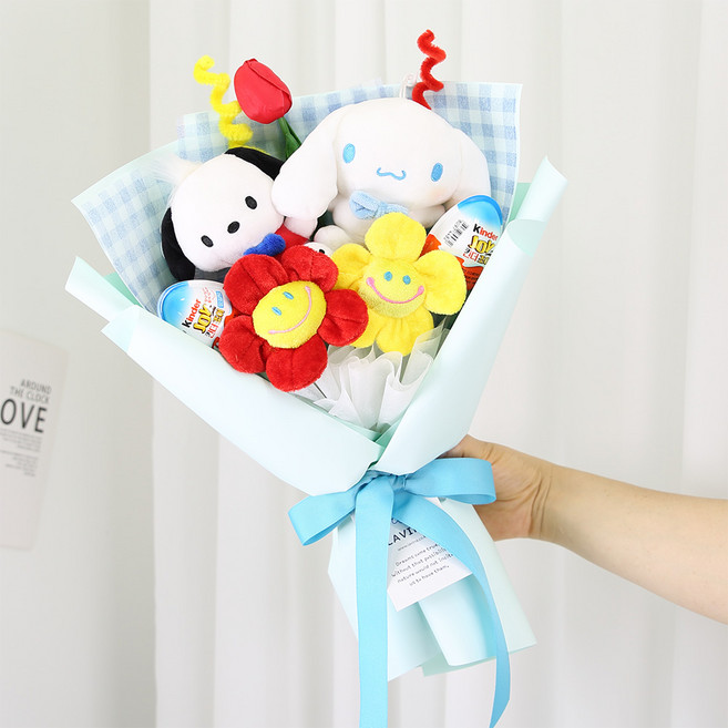 산리오 프렌즈 킨더조이 인형꽃다발 인형2개, 포차코+시나모롤