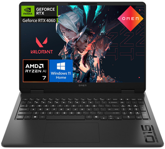 HP 오멘 16-xf0052AX 라이젠 7 7840HS 지포스 RTX 4060 윈도우11홈 포함 가성비 고성능 게이밍 노트북, WIN11 Home, 32GB, 2TB, 쉐도우블랙