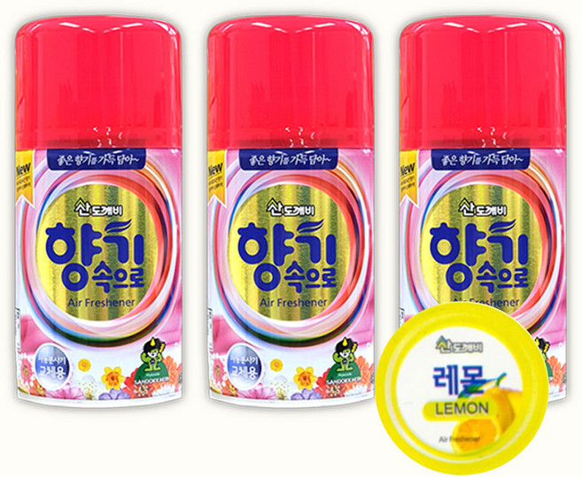 산도깨비 향기속으로 방향제/자동분사기 리필 향캔, 290ml, 3개, 레몬향