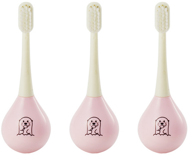 마이비 오뚝이 아기칫솔 2단계 3개/12~36개월, 핑크, 1개입, 핑크
