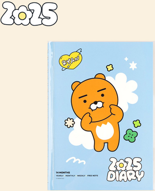 카카오프렌즈 다이어리 2025년 정품 카카오 세이치즈+연필1p증정, 인스프링다이어리(라이언)