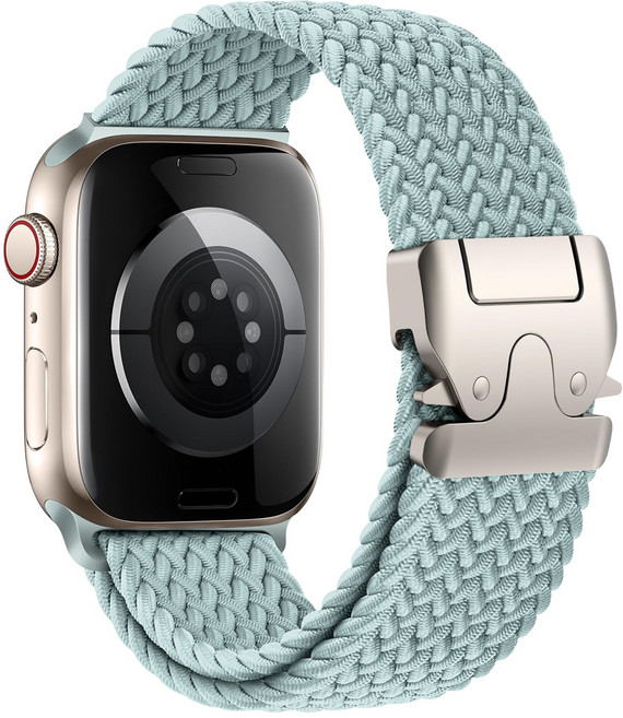 Fegwilde 애플워치 호환 파라슈트 스타일 버클 브레이드 스포츠 루프 스트랩 울트라1/2/3 49/46/45/44/42/41/40mm 11 10 9 8 3 SE1/2/3 밴드, 연한블루