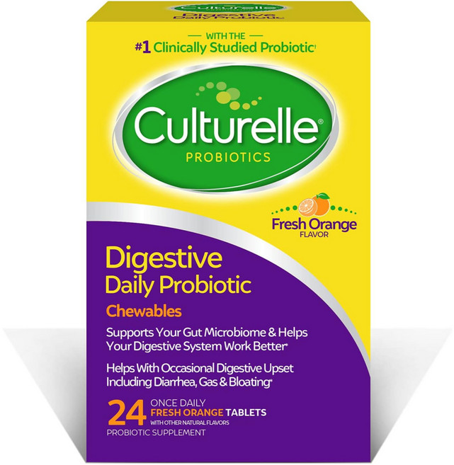 Culturelle Digestive Daily Probiotic Chewables Orange 컬처렐 다이제스티브 데일리 프로바이오틱 츄어블 프레쉬 오렌지 유산균 100억 24정, 1개