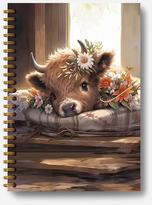 Guymn Autism Highland Cow 노트 자폐 엄마 선물 저널 Neurovarious ASD 인식 수용 하드커버 나선형 노트 여성용 하이랜드 소 선물 14.9, Highland Cow-7