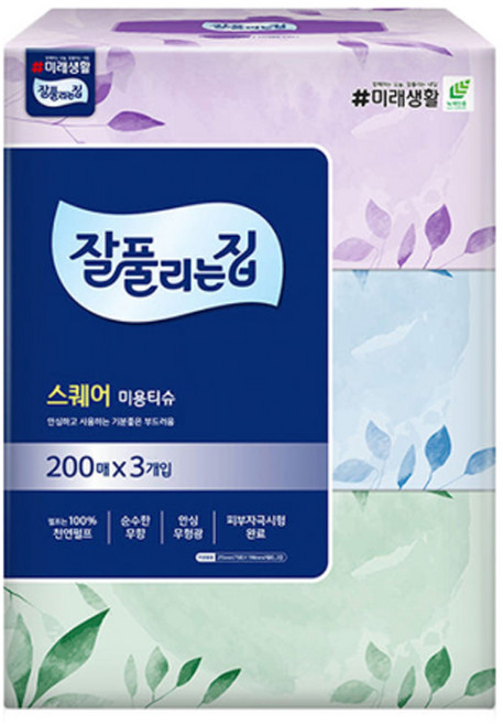 잘풀리는집 리얼실키 미용티슈, 200매입, 3개