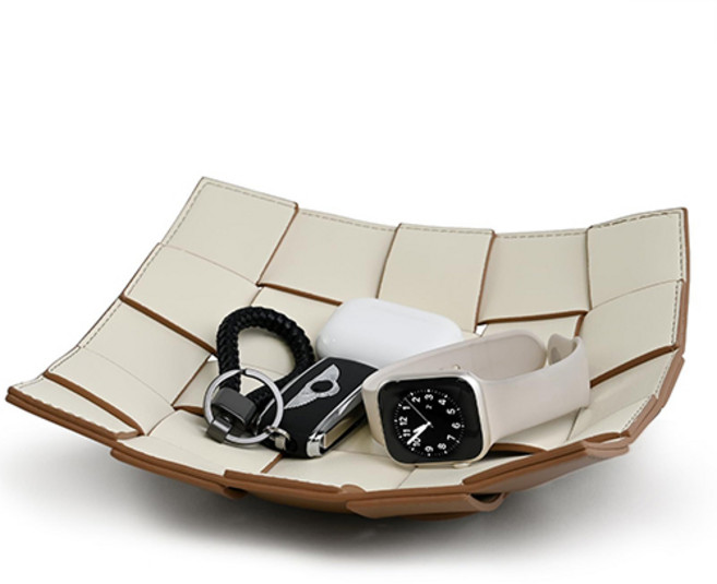 가죽 트레이 수납정리 리모컨 악세사리 차키 소품 수납 정리 안경 인테리어 레더 플레이트 P138, 오트밀