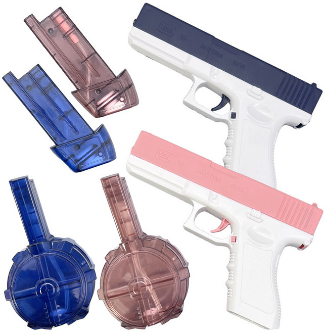 라푸유 전동물총 자동샷 전동연발 물총 물놀이 물축제용품 여름인싸템 전자물총 [재고있음/빠른출고+라푸유 사은품], 리뉴얼, 블루+핑크, 1개