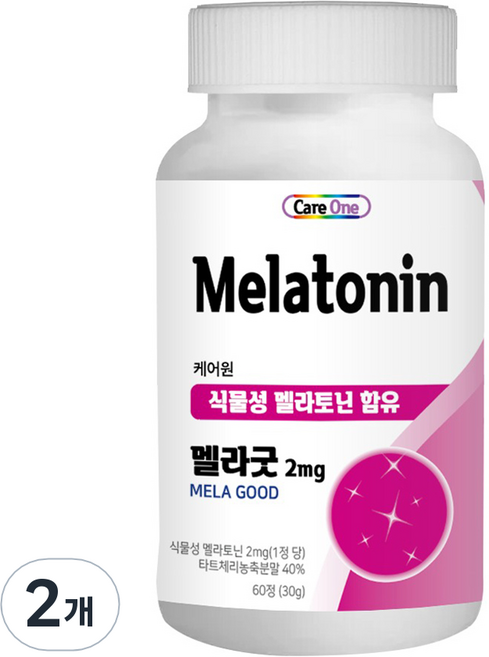 케어원 식물성 멜라토닌 함유 멜라굿 2mg 60p, 30g, 2개