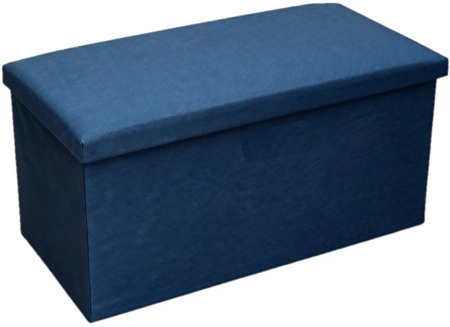 棉麻收納凳 76*37*37cm 限宅配, 【藍色-長凳】76*37*37cm限宅配, 1個