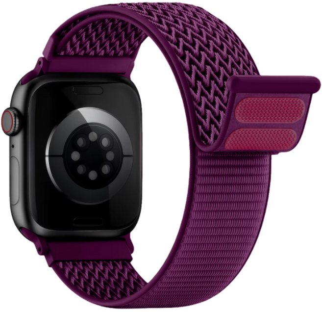 데일리핏 애플워치 호환 나일론 루프 스트랩 11 10 9 8 7 6 5 4 3 2 1 울트라1 2 SE1/2/3, 와인