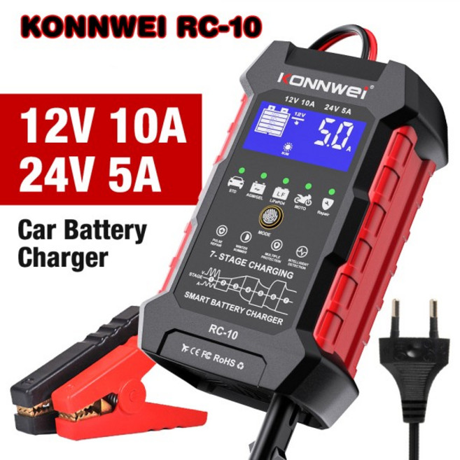 KONNWEI RC-10 자동차 배터리 충전기 완전 고속 펄스 수리 납산 AGM 젤 12V, 04 AU PLUG