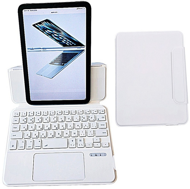 아이패드 미니6/7 호환 터치패드 7칼라 백라이트 버클 키보드 케이스, 1개, 화이트