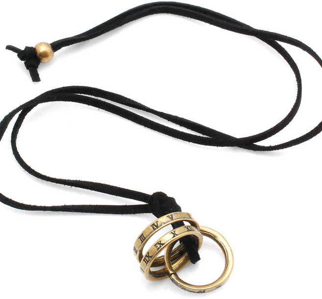 골드러쉬 N245 가죽목걸이 남자목걸이 링팬던트 검정줄 남녀공용 남성패션목걸이