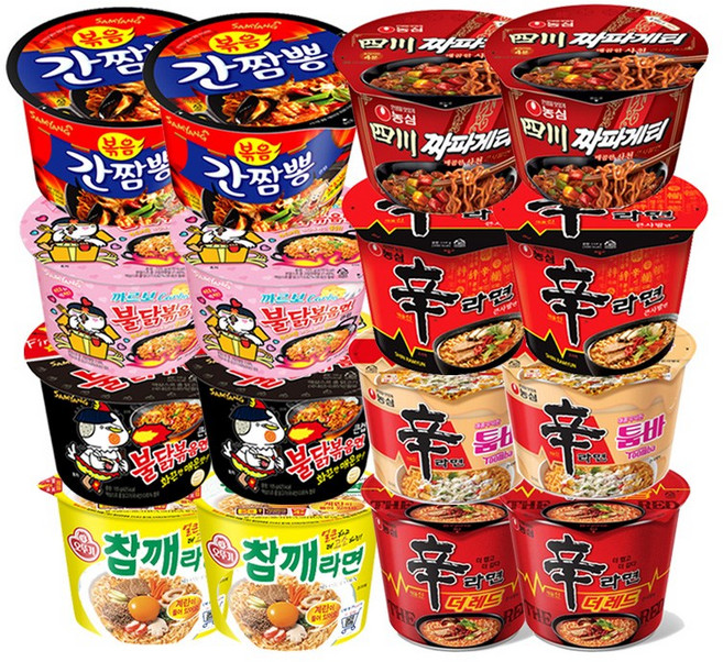 큰사발 큰컵 8종 ( 신라면2+툼바2+사천짜파2+더레드2+간짬뽕2+불닭볶음2+까르보2+참깨라면2 )