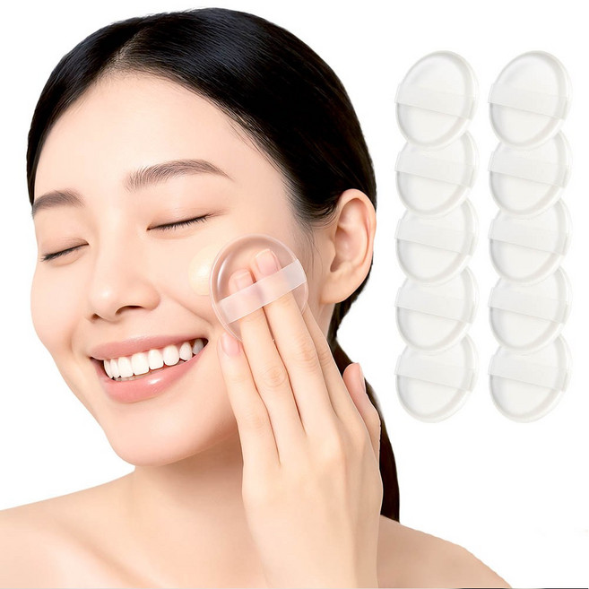 깔끔더하기 메이크업 실리콘 퍼프 화장용 투명 파우더, 5개, 투명 실리콘