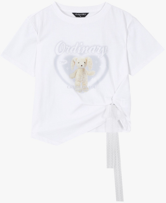 더데이걸 사이드 사선 드레이핑 티셔츠 TGRA253Y4