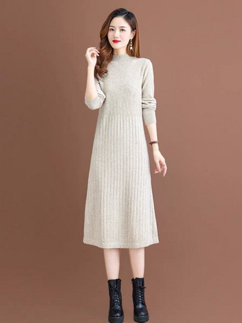 추동 반폴라 하프 울 원피스 여 패션 니트 이너 캐시미어 스웨터 무릎 이너 스커트
