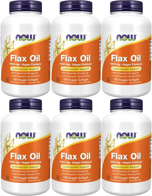 나우푸드 플렉스 오일 아마씨유 1000mg 베지소프트젤, 120정, 6개 - 쿠팡