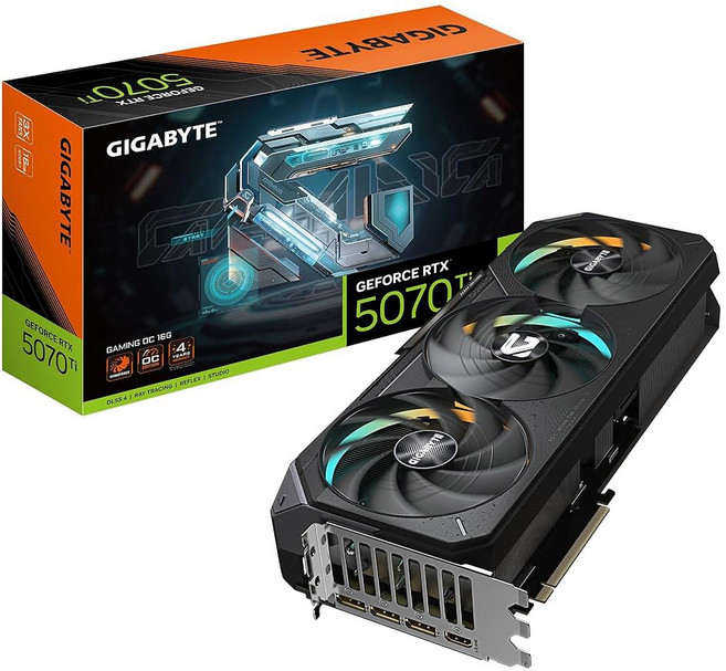 Gigabyte GeForce RTX 5070 Ti 게이밍 OC 16G 그래픽 카드 - 16GB GDDR7 256비트 PCI-E 5.0 2588MHz 코어 클럭 DP 2, 기가바이트 지포스 RTX 5070 Ti 게이밍 OC 1, 1개