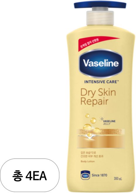 바세린 인텐시브 케어 드라이 스킨 리페어 바디로션, 350ml, 4개