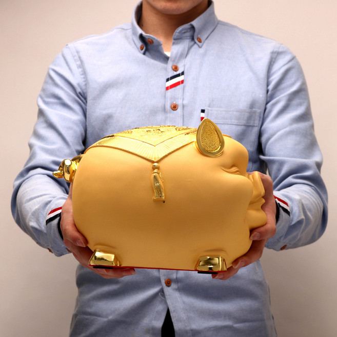 金豬擺件兒童成人存錢罐樹脂, 沙金色3970