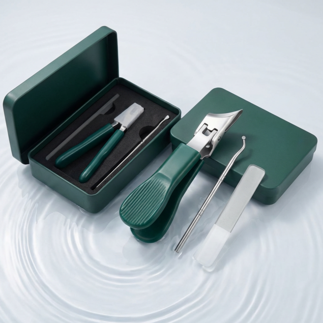 아킴 30도 사선 내성 발톱깎이 스테인리스 스틸 곡선 두꺼운 발톱깎이 손톱 정리 도구 내성발톱 관리 도구 손톱깎이, 1개, 그린