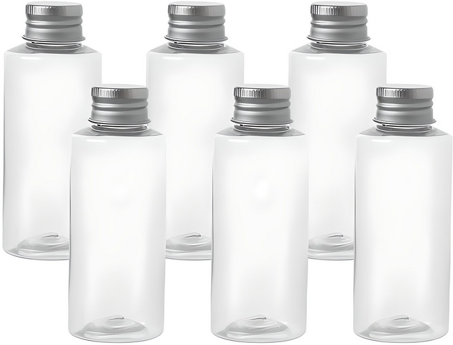 병도매닷컴 AC100 투명 음료용기 알루미늄 실버캡, 100ml, 6개