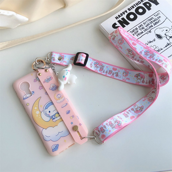 갤럭시 A24 케이스 산리오 시나모롤 캐릭터 스트랩 목걸이 피규어