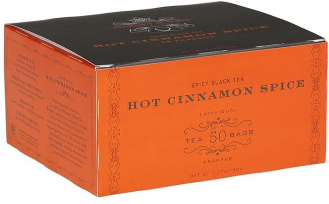 Harney & Sons 핫 시나몬 스파이스는 시나몬 오렌지 달콤한 정향 향이 어우러진 매콤한 홍차입니다., 1개, 90g