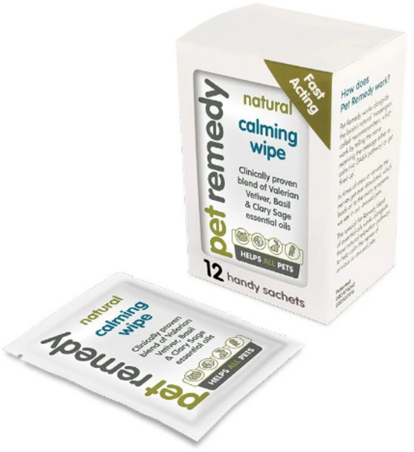 (유통기한 2605) PR 펫레미디 내추럴 카밍 물티슈 반려동물 심신안정 진정작용 고양이 강아지 외출용 허브 티슈 12매입, 3g, 12개 - 쿠팡