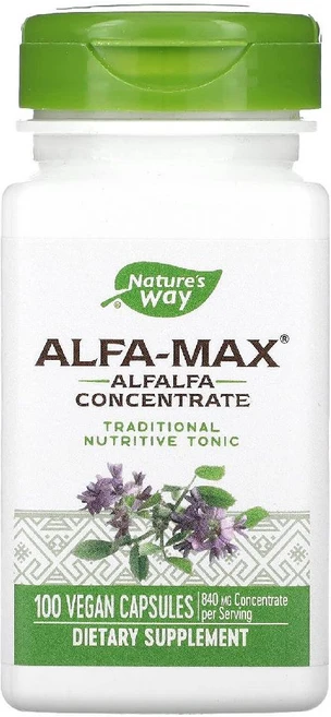 네이처스웨이 Alfa Max 알팔파 Alfalfa 컨센트레이트 840mg 베지캡슐 100정, 1개 - 쿠팡