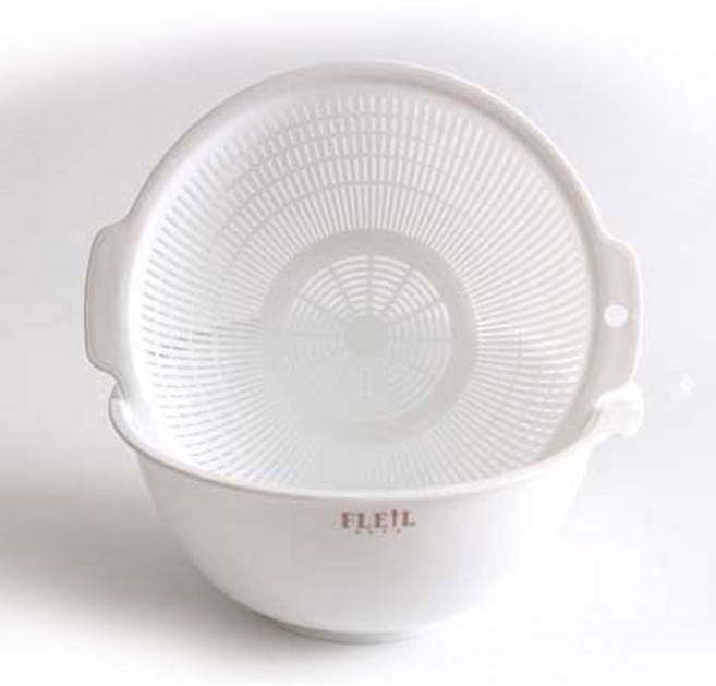 일본 나카야 이중채반(M) 1.5L K584 선택1 (채반 볼 한세트 믹싱볼), 화이트, 1개