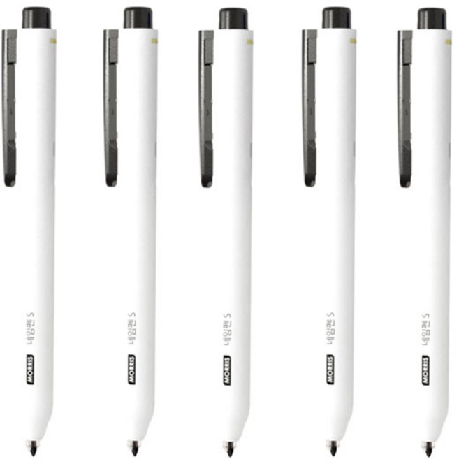 2세트 똑딱이 노크식 네임펜, 5개, 검정
