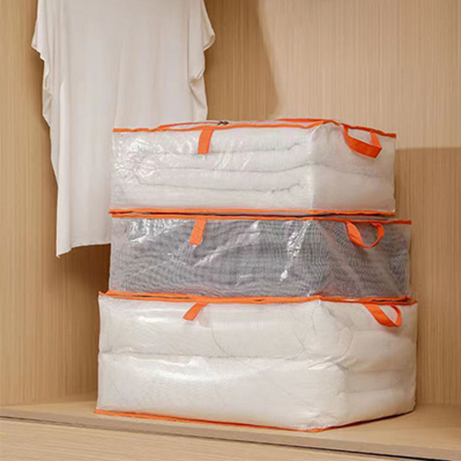 그리에티 투명 수납 정리함 리빙 박스, 3개, 오렌지