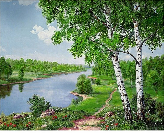 흐르는 강물 풍경화 풍수 우드 조각퍼즐 전원 강변 명당도 물그림 성공운 금전운에 좋은 컬렉션 그림퍼즐 어르신 효도선물 집콕취미, 숲 강물 물그림 풍경화 퍼즐4, 300피스, 1개