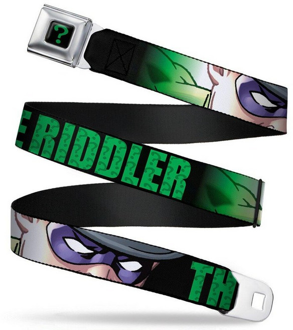 Buckle-Down 안전벨트 - THE RIDDLER/Face C/U 블랙/그린 - 너비 2.5cm(1인치) - 길이 50.8-91.4cm(20-36인치)