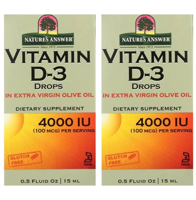 Nature's Answer 네이쳐스 앤서 비타민 D3 드랍 0.5oz(15ml) 2팩, 15ml - 쿠팡