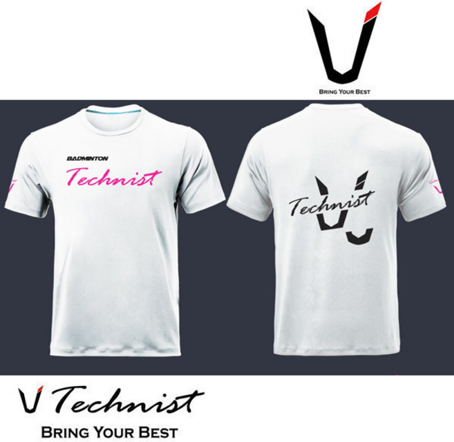 테크니스트 티셔츠 배드민턴 상의 반팔티 기획 화이트 22TT-86A12WH 남성 여성 남녀공용 커플 배드민턴복