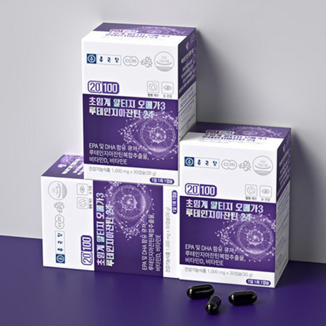 종근당 루테인지아잔틴 오메가3 제아잔틴 눈영양제 1000mgX30정, 60정, 2개