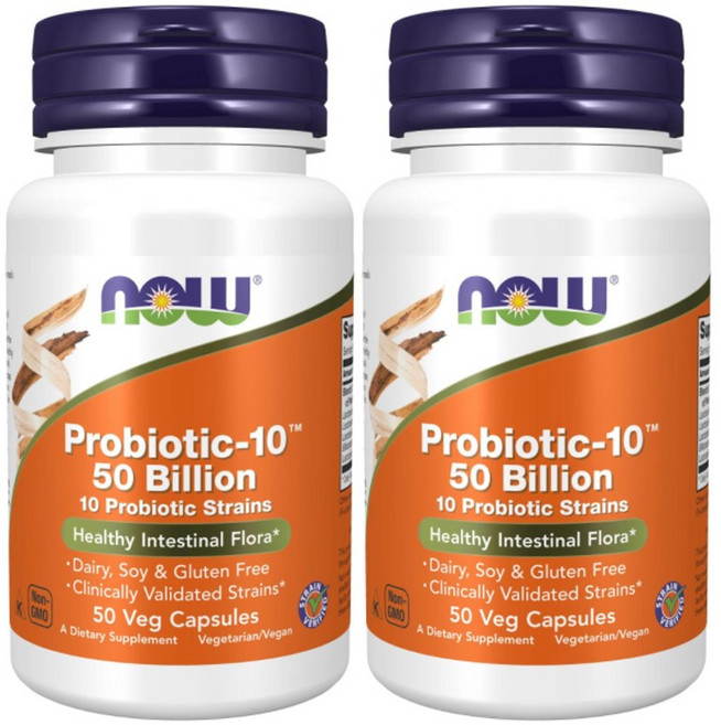 NOW Foods 500億10合1益生菌素食膠囊, 50顆, 2罐
