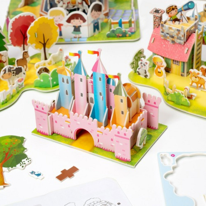 민화 3D 입체퍼즐 종이모형 만들기 DIY 비행기/배/랜드마크/건물/가게/풍경, 민화 3D 입체퍼즐_유령의집