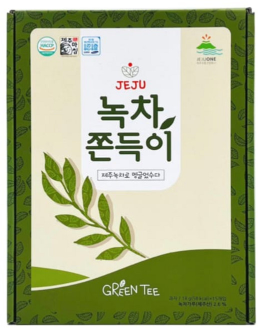 제주 녹차 쫀드기 18g 15개입 쫀득이 쫀디기 추억의 간식 여행 선물 기념품, 1개