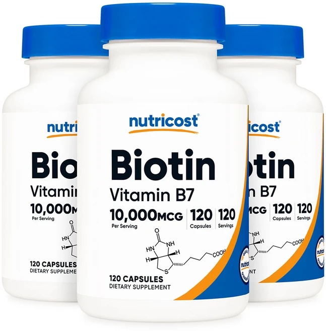 뉴트리코스트 비오틴 비타민비 b7 10000mcg 120캡슐 3개 바이오틴 Biotin, 120정 - 쿠팡