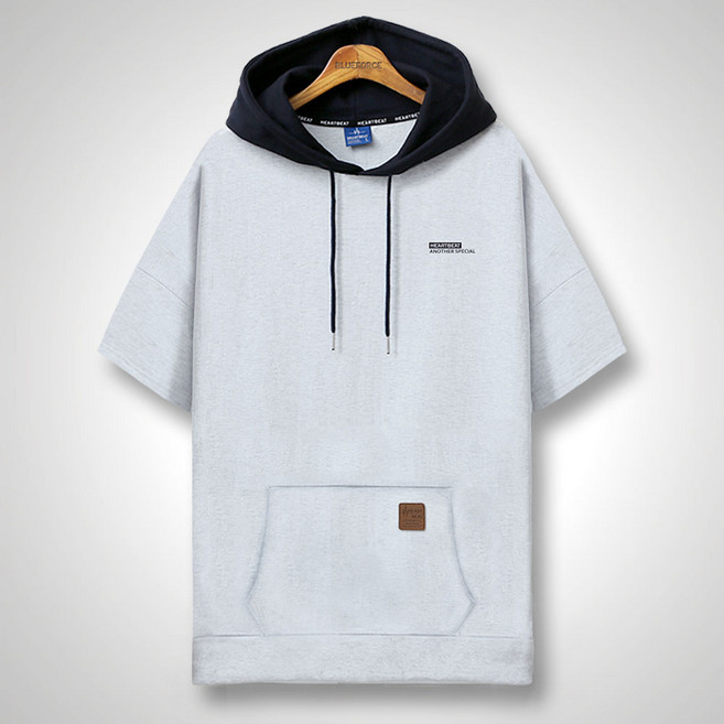 블루포스 BG네잇블 반팔 후드티 오버핏 남자 티셔츠 남성 빅사이즈 반팔티 단체티 여름 커플티 츄리닝