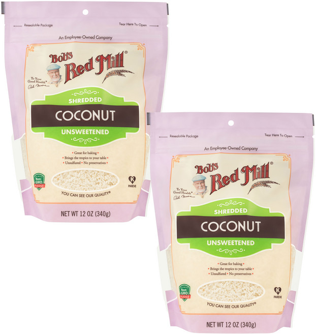 밥스레드밀 슈레디드 코코넛 언스위튼드, 340g, 2개