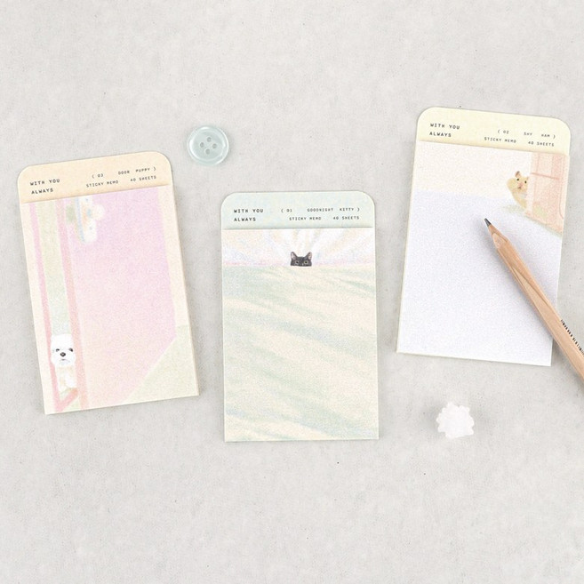 대시앤도트 위드 유 올웨이즈 스티키 메모 포스트잇 접착메모지 사무용 학생문구, 혼합색상